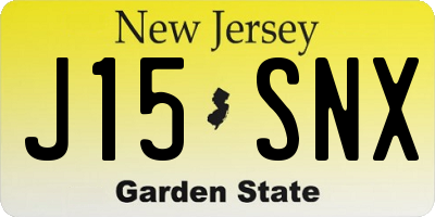 NJ license plate J15SNX