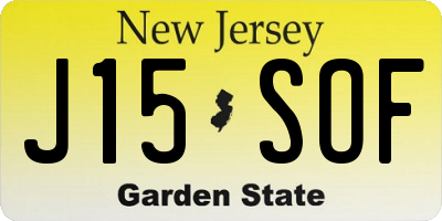 NJ license plate J15SOF