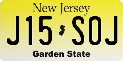NJ license plate J15SOJ