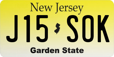 NJ license plate J15SOK
