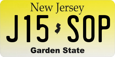 NJ license plate J15SOP