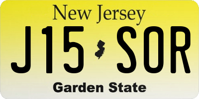 NJ license plate J15SOR