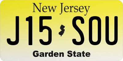 NJ license plate J15SOU