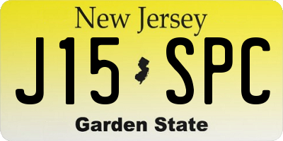 NJ license plate J15SPC