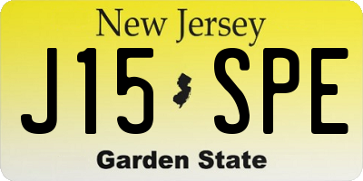 NJ license plate J15SPE