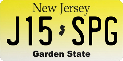 NJ license plate J15SPG