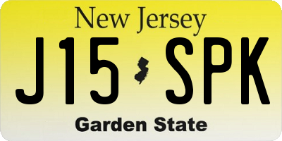 NJ license plate J15SPK