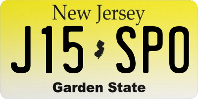 NJ license plate J15SPO