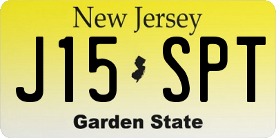 NJ license plate J15SPT