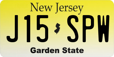 NJ license plate J15SPW