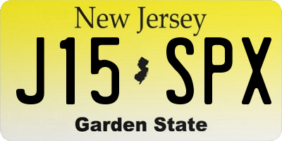 NJ license plate J15SPX