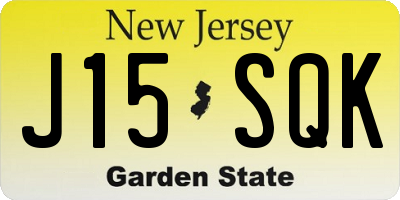 NJ license plate J15SQK
