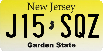 NJ license plate J15SQZ