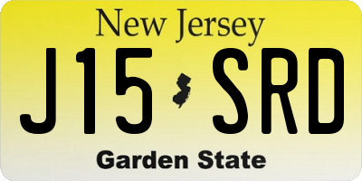 NJ license plate J15SRD