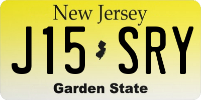 NJ license plate J15SRY