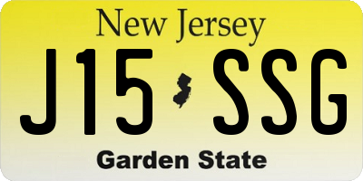 NJ license plate J15SSG
