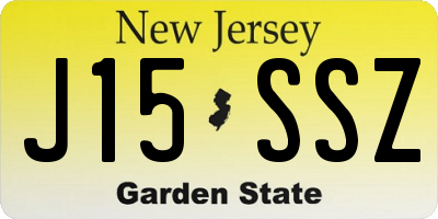 NJ license plate J15SSZ