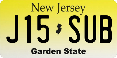 NJ license plate J15SUB