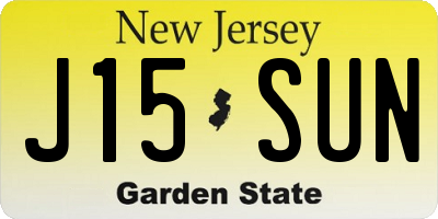 NJ license plate J15SUN