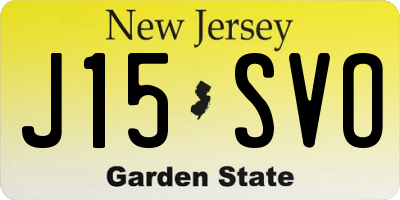 NJ license plate J15SVO