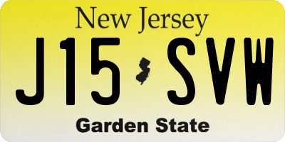 NJ license plate J15SVW