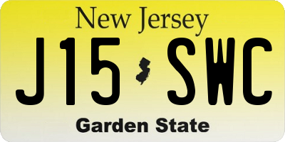 NJ license plate J15SWC