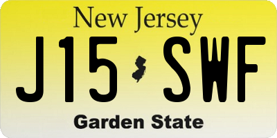 NJ license plate J15SWF
