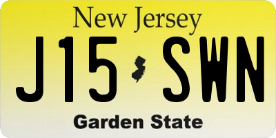 NJ license plate J15SWN
