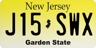 NJ license plate J15SWX