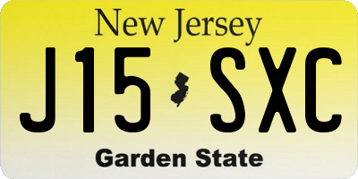NJ license plate J15SXC