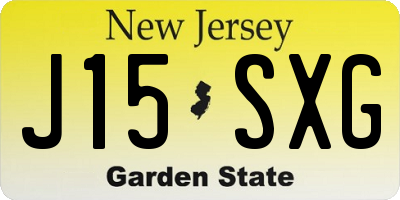 NJ license plate J15SXG