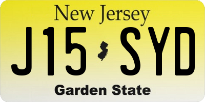 NJ license plate J15SYD