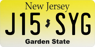 NJ license plate J15SYG