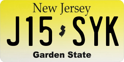 NJ license plate J15SYK