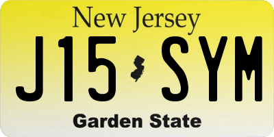 NJ license plate J15SYM
