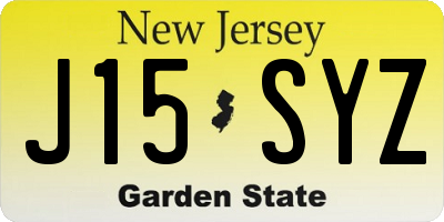 NJ license plate J15SYZ