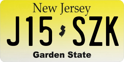 NJ license plate J15SZK