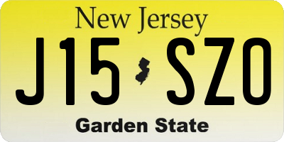 NJ license plate J15SZO