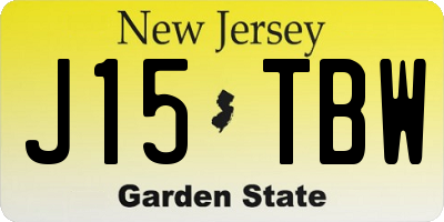 NJ license plate J15TBW