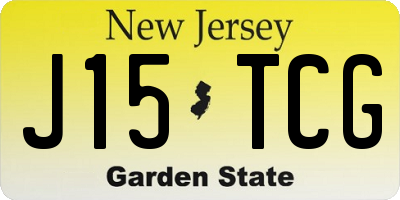 NJ license plate J15TCG