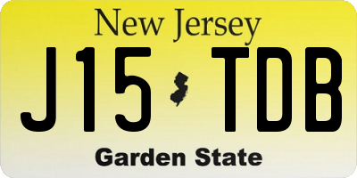 NJ license plate J15TDB