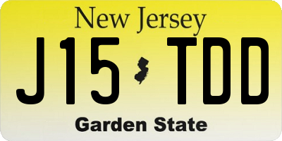 NJ license plate J15TDD