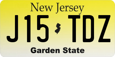 NJ license plate J15TDZ