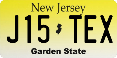 NJ license plate J15TEX