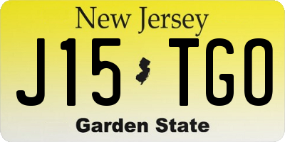 NJ license plate J15TGO