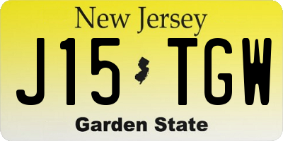 NJ license plate J15TGW