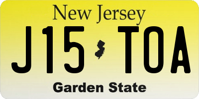NJ license plate J15TOA