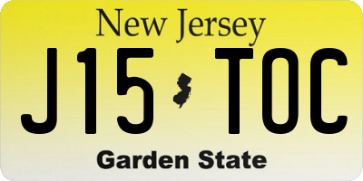 NJ license plate J15TOC