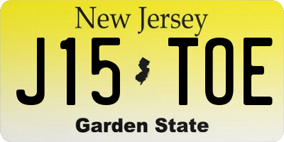 NJ license plate J15TOE
