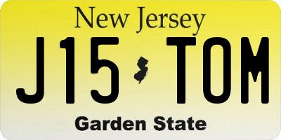 NJ license plate J15TOM